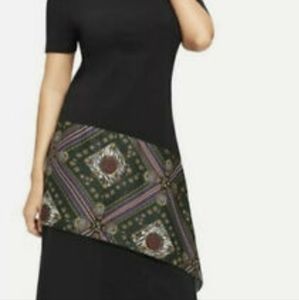 Zara Basics Black Dress with silky printed wrap